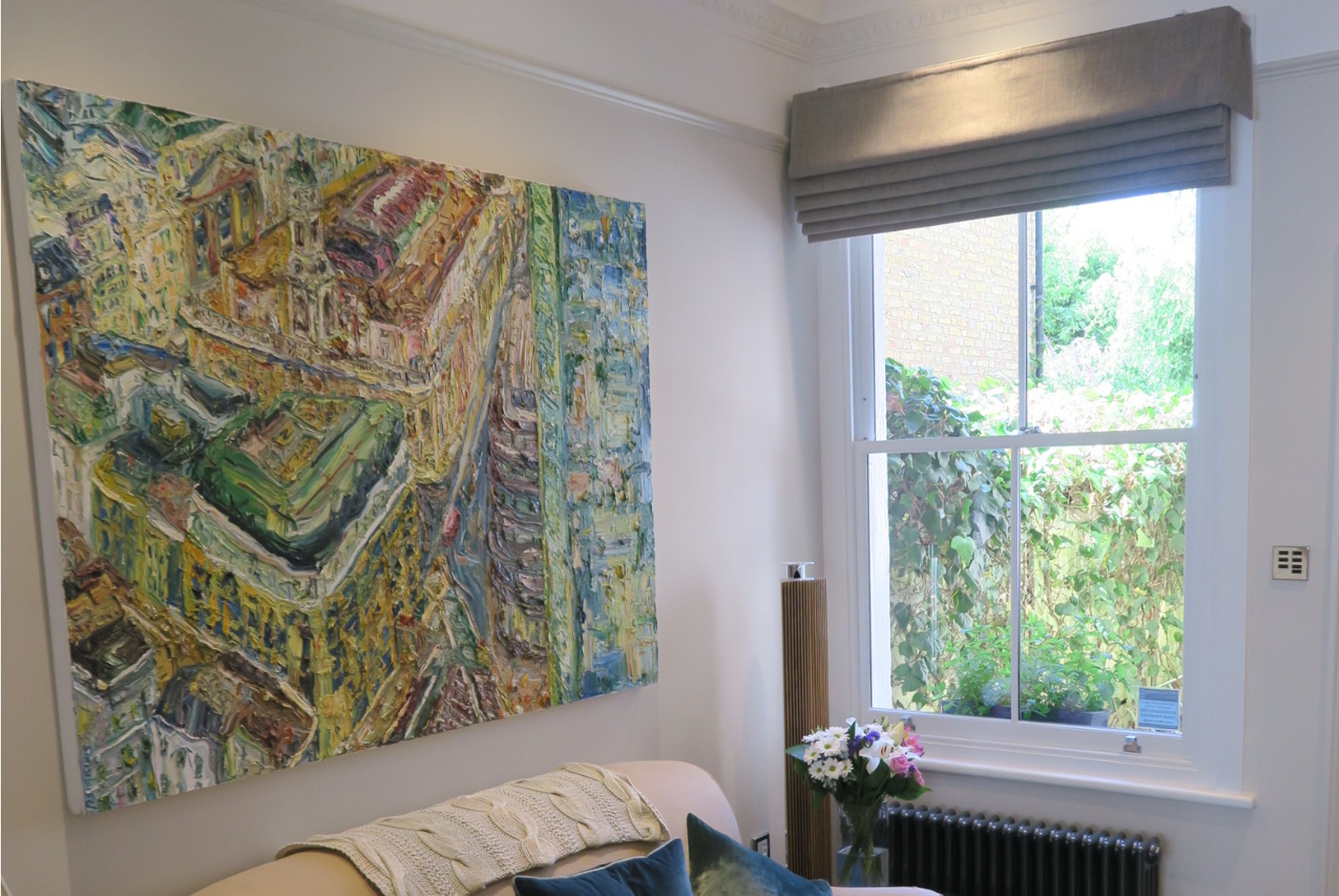 lutron roman blind with clients own fabric